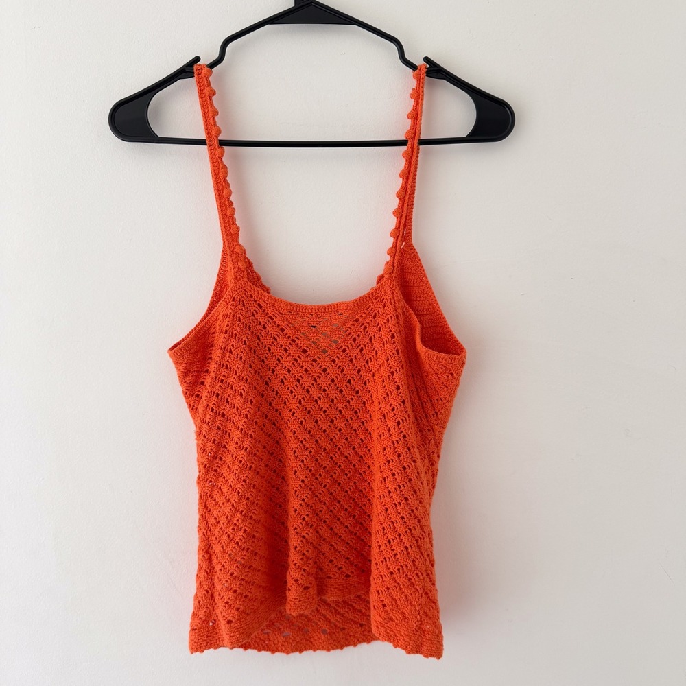 Y2K Banana Republic Crochet Camisole Women Medium Orange Boho Beach Festival - Picture 2 of 9